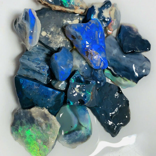 Lightning Ridge Rough Opal Parcel Mulga® Blacks 55cts Stunning Select Bright Lovely colourful material for cutters 15x10x3mm to 6x5x2mm WSF1997