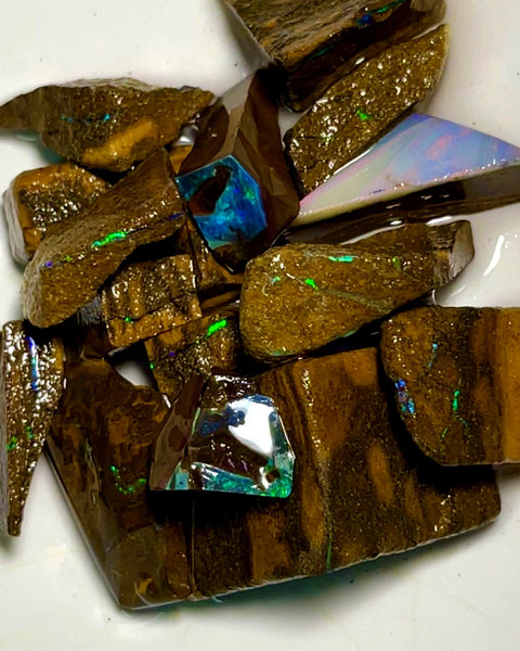 Queensland Boulder / Matrix opal 192cts rough Stunning Parcel Winton Very Bright & Colourful With Bars to expose & explore 25x16x11mm to 12x10x5mm BFC76