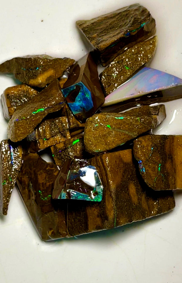 Queensland Boulder / Matrix opal 192cts rough Stunning Parcel Winton Very Bright & Colourful With Bars to expose & explore 25x16x11mm to 12x10x5mm BFC76