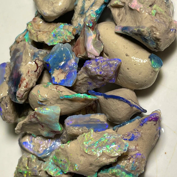 Lightning Ridge Knobby & seam opal formation rough 175.00cts Bright Multicolours Inc Pinks & reds 25x15x13mm to 12x10x3mm NEW947