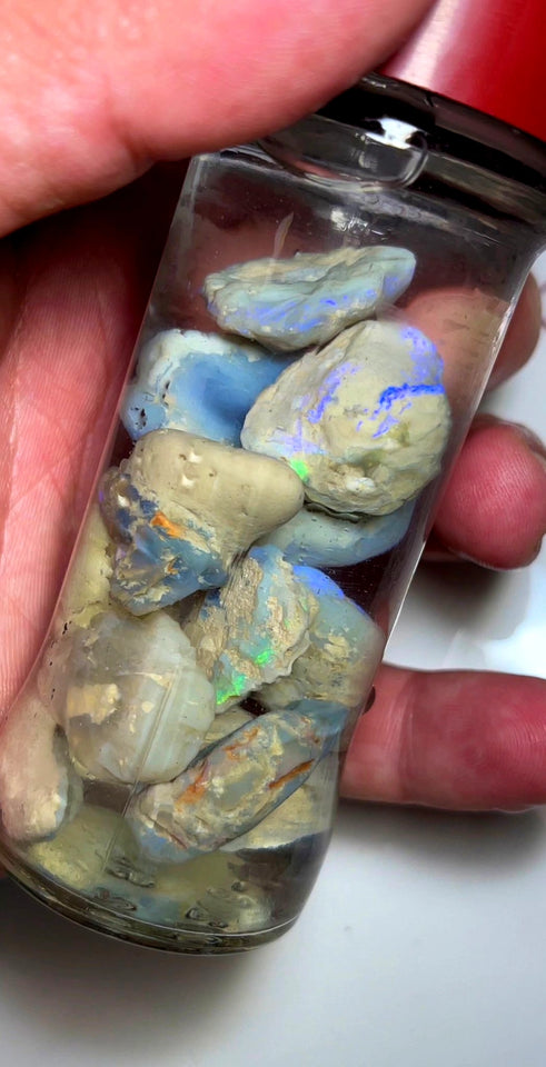 Lightning Ridge Rough Dark & Crystal Bright Opal Parcel 225cts Knobby Lots of Potential & Cutters bright Multi colours & bars 24x18x12mm to 21x16x4mm WAD5