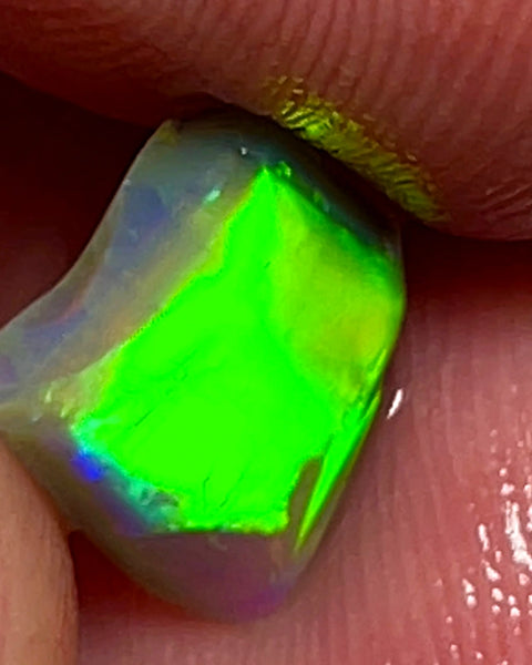 Lightning Ridge Small Opal Rough/Rub Dark Base Gem Grade From the Miners Bench® 1.65cts Satruation of Vibrant Vivid Yellow/Green dominant Electric fires 9x7x5mm WAD20