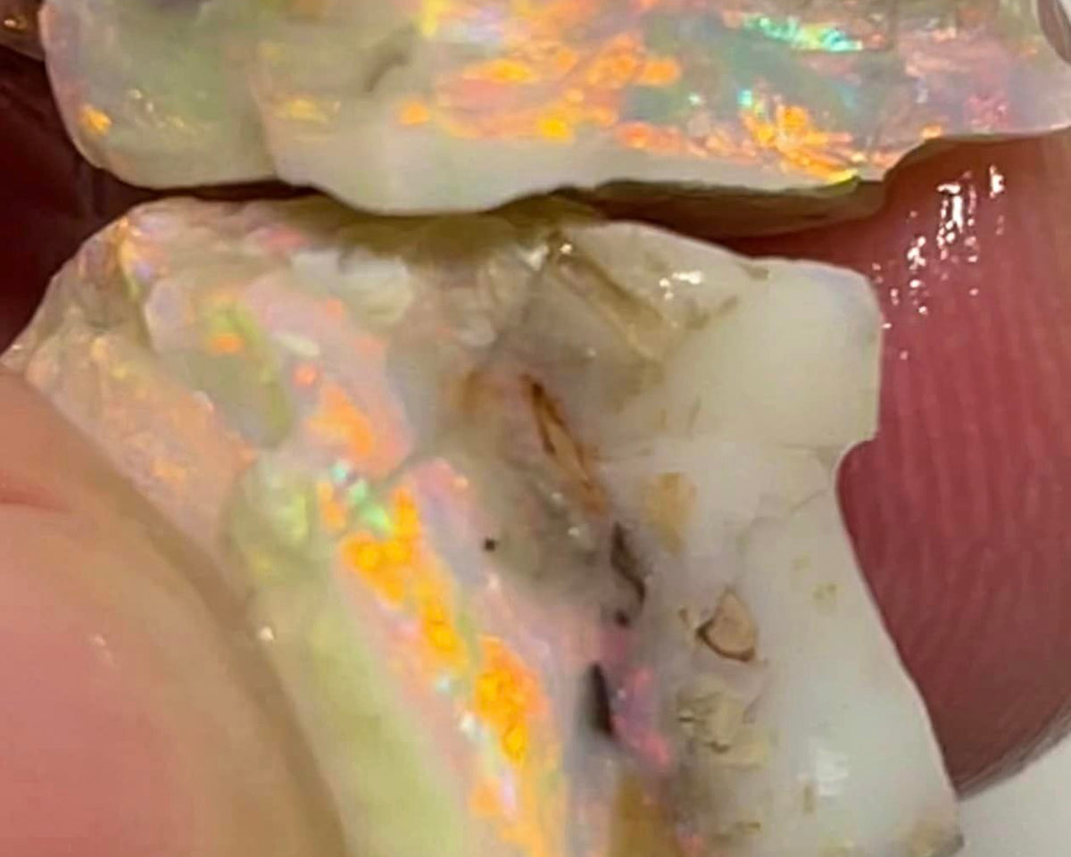 Lightning Ridge Rough Opal 33cts Big Pair Stunning Light/Dark Base Cutters Candy® High Grade Bright Multifires 22x14x12mm & 17x14x11mm MFB28