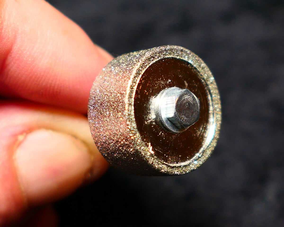 Little Ripper Diamond Welded Mini Opal Cabbing Grinder wheel/drum 20mm Diameter & 10mm wide comes with 3mm MANDREL fit Dremel & other Multitools with 3mm fittings