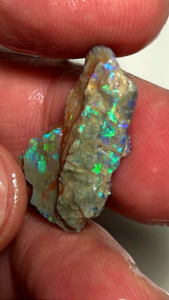 Lightning Ridge Opal Rough Untouched Dark Crystal Base Seam Formation 9.25ts Stunning Bright Multicolour 27x14x4mm NSW139