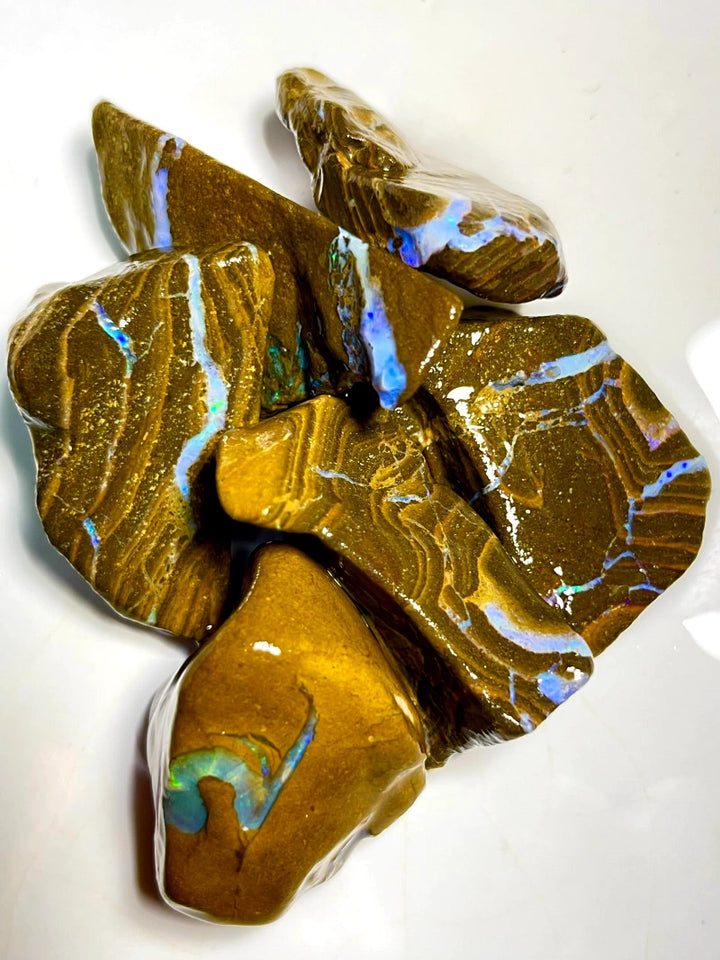 Queensland Boulder Matrix opal 505cts rough Parcel Winton Nice Sized With Bars to expose & explore 35x20x12mm to 25x22x20mm WAD35