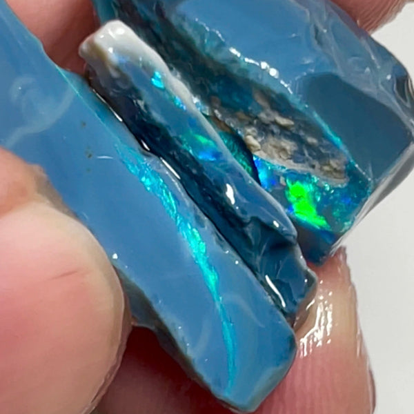 Multicolour bars worth a gamble 30.00cts Lightning Ridge Black base seam opal rough Stack 20x10x10 to 20x10x1.5mm NSW170