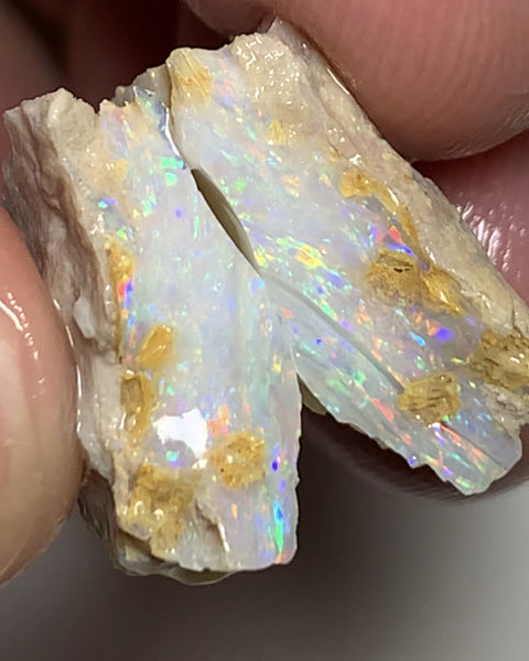 Lightning Ridge Rough Opal 20cts Stunning Cutters Candy Material High Grade Super Bright  Multifires in multi bars 22x17x8mm & 19x15x6mm WAC04