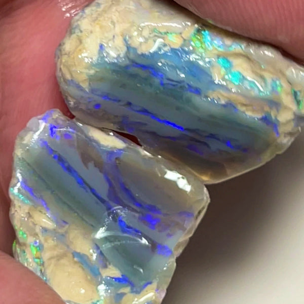 Layer Cake ? Blue Icing ? 36.50cts Lightning Ridge Dark base Crystal knobby opal rough Split 24x15x12 & 20x18x7mm NSW171