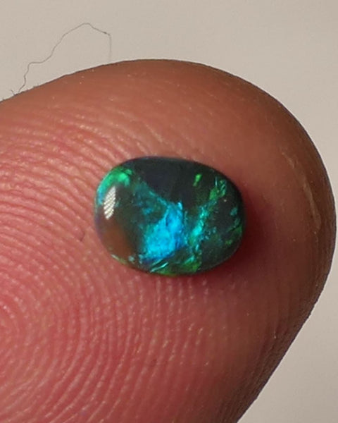 Black Opal Gemstone 0.35cts Gem Grade Mulga® N4 Body Tone B3 Brightness Stunning Green/Blue Fires 6x4.5x1.5mm WAC66
