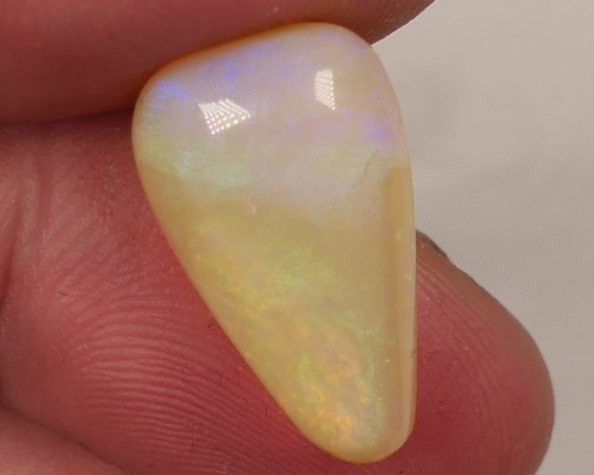 Lightning Ridge N8 Light Crystal opal Gemstone 9.35cts Polished ready for setting Nice Yellow/Blue Fires 18x12x7mmm SKU#0409