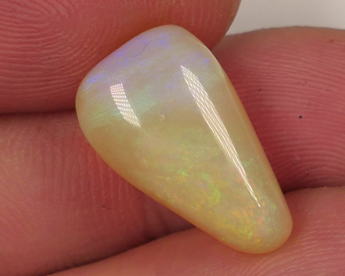 Lightning Ridge N8 Light Crystal opal Gemstone 9.35cts Polished ready for setting Nice Yellow/Blue Fires 18x12x7mmm SKU#0409