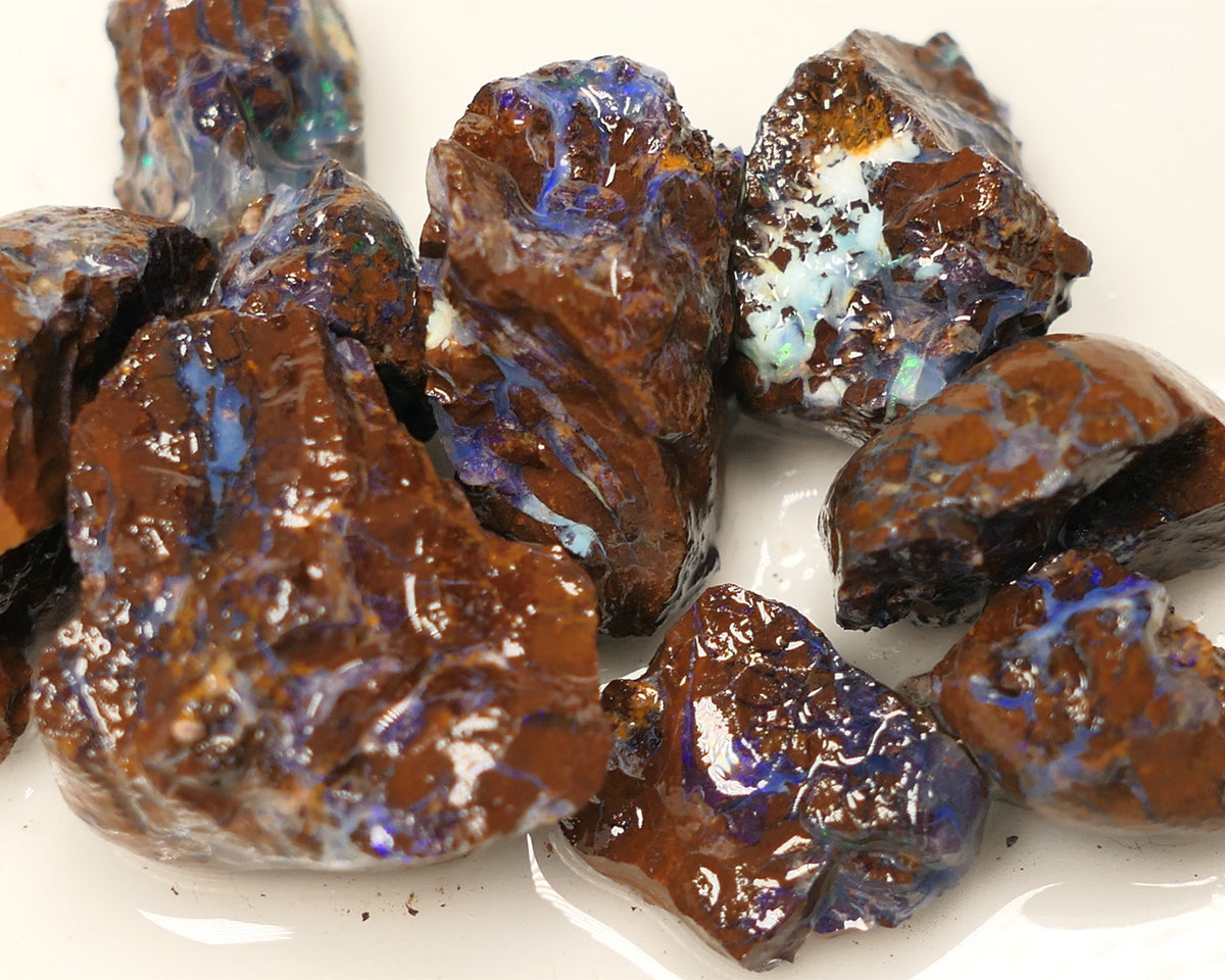 Queensland Boulder Matrix opal 140cts rough Parcel Koroit  Lots nice Blue fires 20x15x12mm to 10x7x5mm 0422