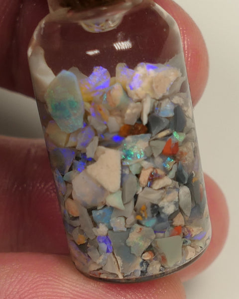 Lighting Ridge Rough Opal Chips 10cts In Display Jar Black Dark & Crystal potch & Bright colours Small chip size 0430