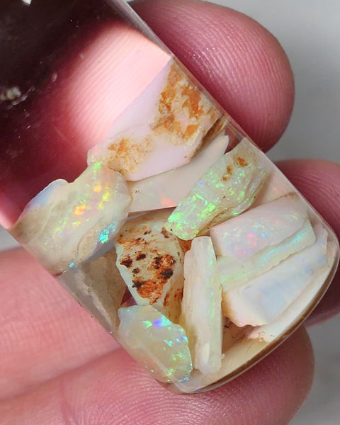 Coober Pedy Opal Rough n Rub Parcel Light & Crystal 22cts Lots Bright Multicolours 12mm to chip size 0609