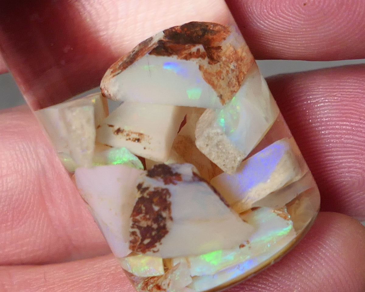 Coober Pedy Opal Rough n Rub Parcel Light & Crystal 22cts Lots Bright Multicolours 12mm to chip size 0610
