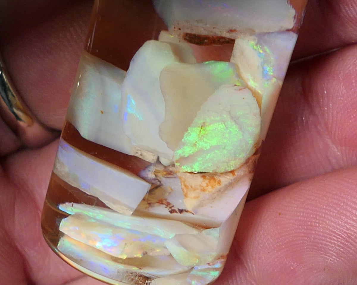 Coober Pedy Opal Rough n Rub Parcel Light & Crystal 22cts Lots Bright Multicolours 12mm to chip size 0610
