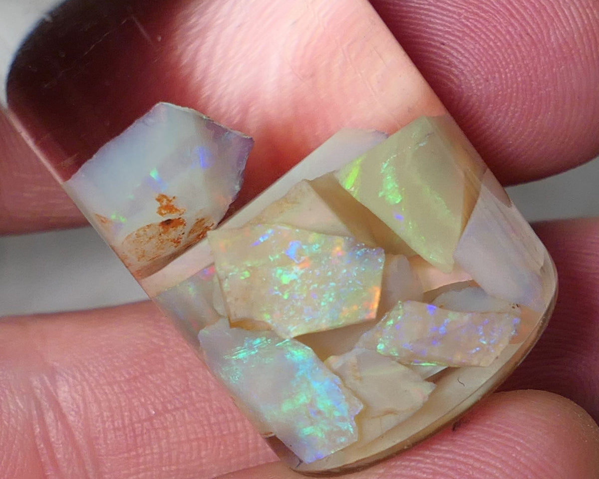 Coober Pedy Opal Rough n Rub Parcel Light & Crystal 22cts Lots Bright Multicolours 12mm to chip size 0611