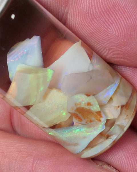 Coober Pedy Opal Rough n Rub Parcel Light & Crystal 22cts Lots Bright Multicolours 12mm to chip size 0611
