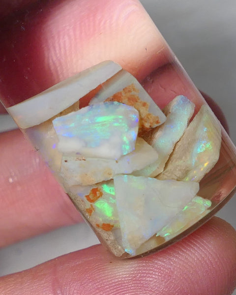 Coober Pedy Opal Rough n Rub Parcel Light & Crystal 22cts Lots Bright Multicolours 12mm to chip size 0612