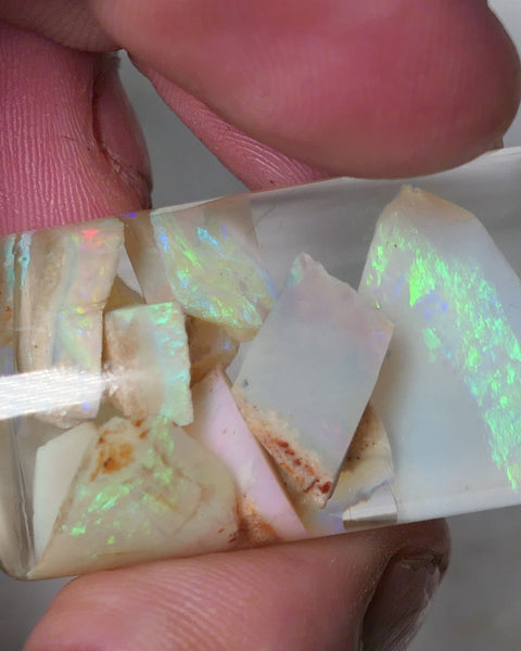 Coober Pedy Opal Rough n Rub Parcel Light & Crystal 22cts Lots Bright Multicolours 12mm to chip size 0612