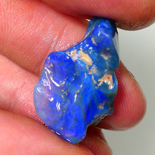 Lightning Ridge Rough Opal 17.00cts Black Base Crystal Knobby Bright Gorgeous Vibrant Blue Bar 28x16x8mm NSW144