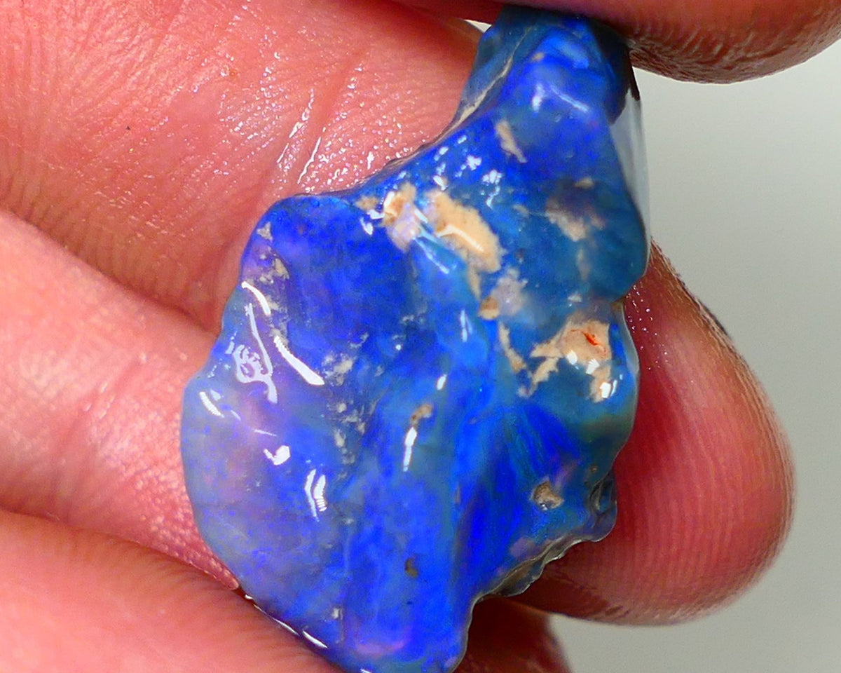 Lightning Ridge Rough Opal 17.00cts Black Base Crystal Knobby Bright  Gorgeous Vibrant Blue Bar 28x16x8mm NSW144