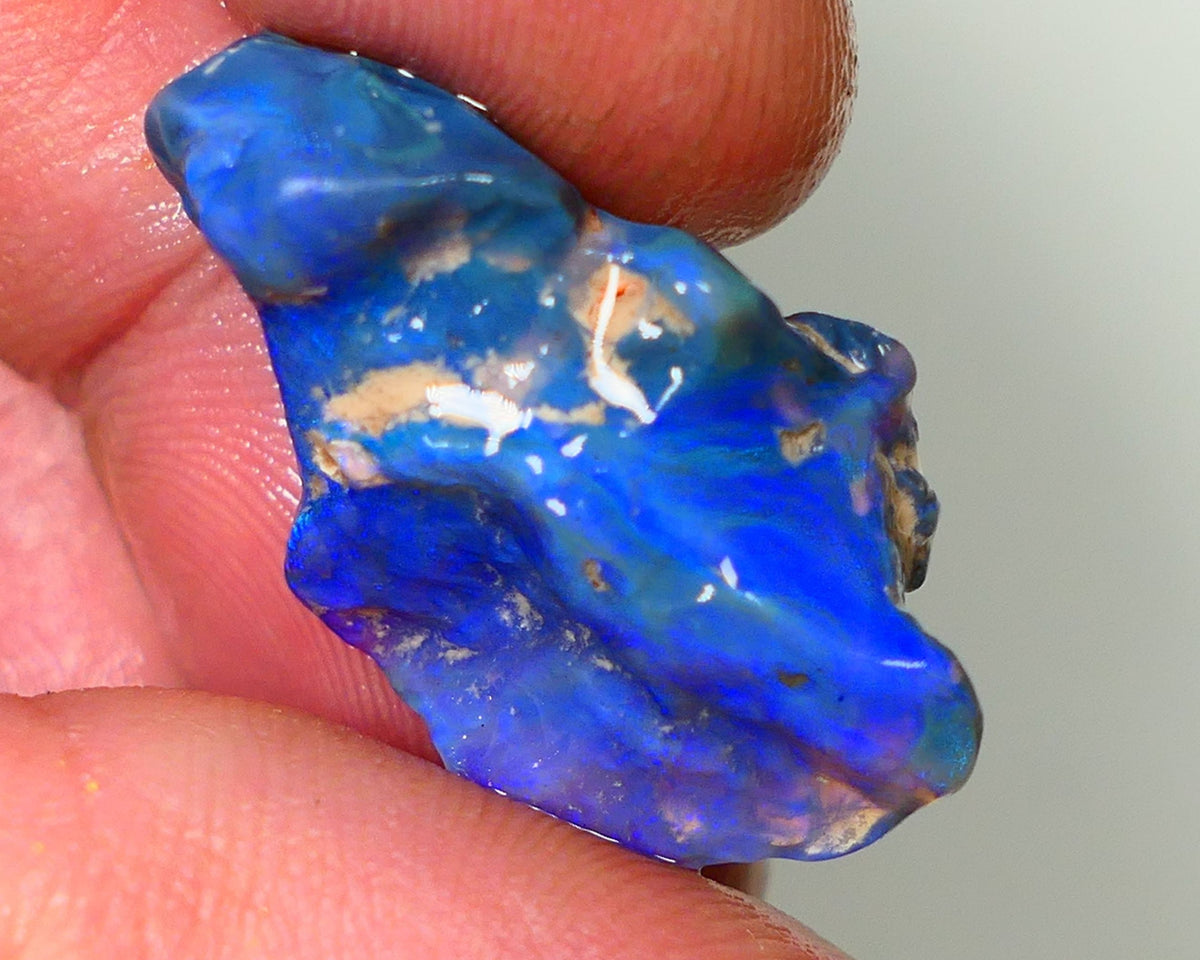Lightning Ridge Rough Opal 17.00cts Black Base Crystal Knobby Bright  Gorgeous Vibrant Blue Bar 28x16x8mm NSW144
