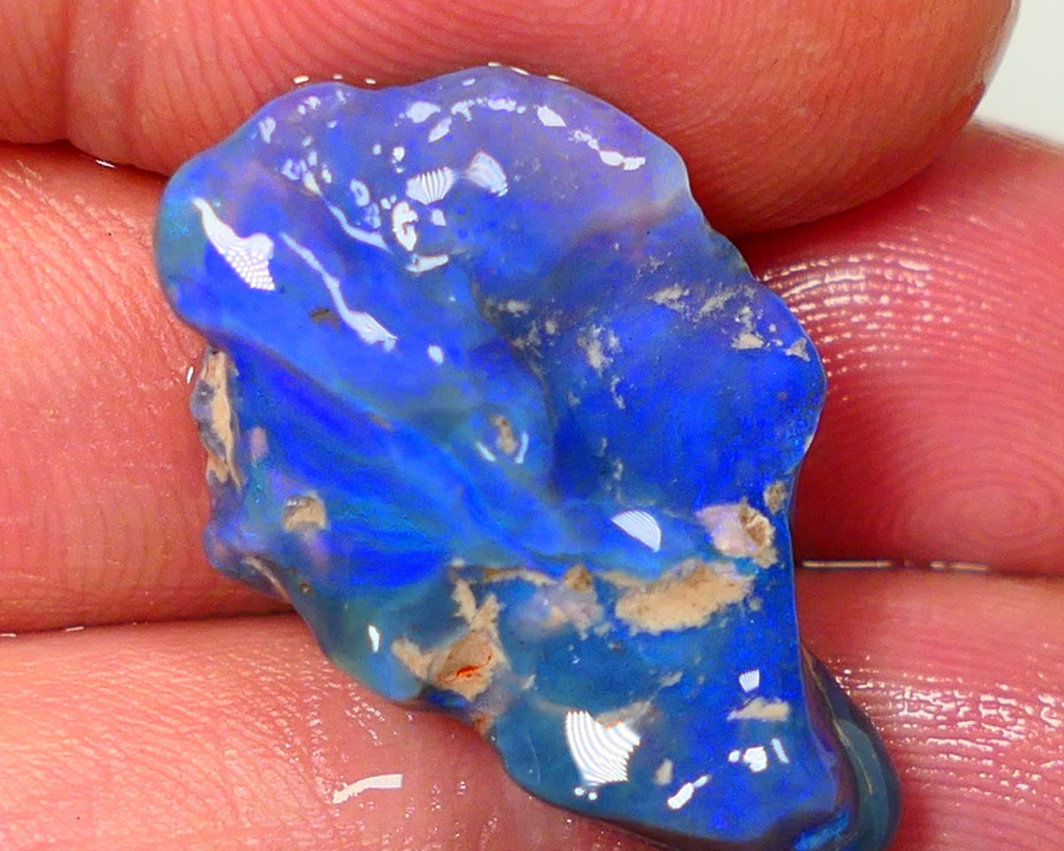 Lightning Ridge Rough Opal 17.00cts Black Base Crystal Knobby Bright  Gorgeous Vibrant Blue Bar 28x16x8mm NSW144