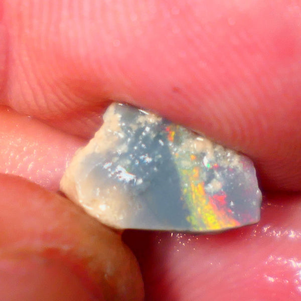Mulga Semi Black Seam opal rough 1.20cts Stunning Multifires with Oranges being dominant 12x8x3mm GMB-030