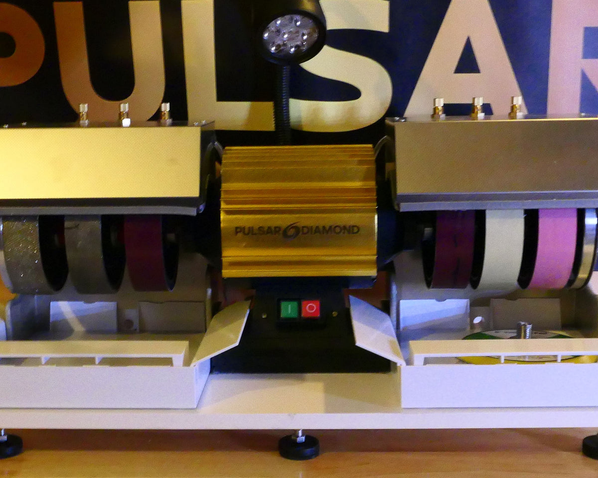 Coming Soon PULSAR DIAMOND® "Slick 6 Pro" Cabbing Machine 6 wheels x 6"/150mm plus Diamond saw & table , Full face magnetic & Centre Hole Flat lap & More . Lapidary Cab Cabber Grinding Polishing Gemstone Cabochon machine