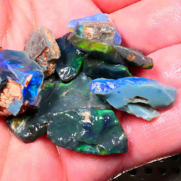 Black & Dark Red & Full spectrum seam opals of Grawin and Lightning Ridge 150cts 35mm to 10mm GEM2121