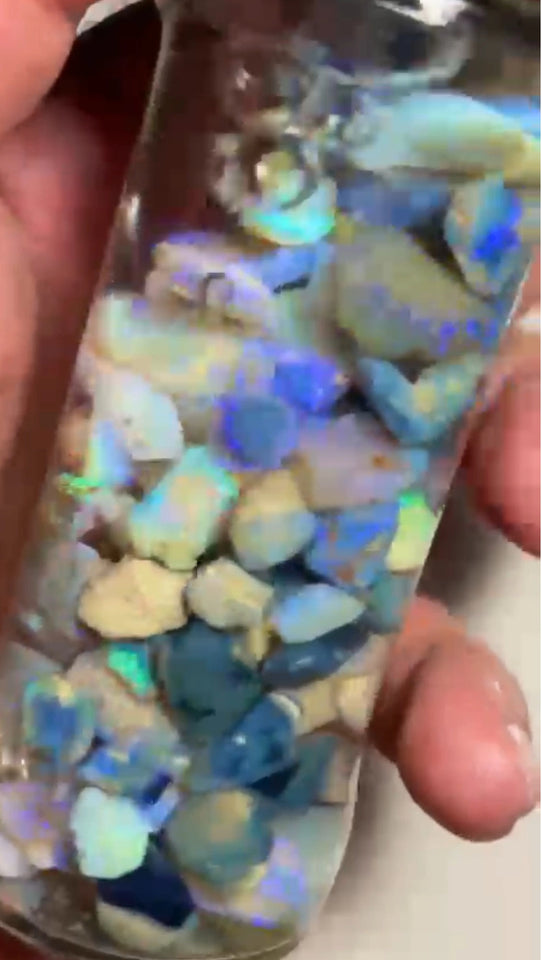 Lightning Ridge Knobby Fossil Seam & Chip mix 275.00cts Lots of Colours to go at :) 14x13x7 to 8x5x3 mm Sold as Gamble NSW196