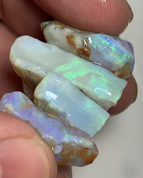 Lightning Ridge Rough Opal Thick Seams Stack cutters 80cts Select Material Lots Bright Multifires in nice thick bars 25x20x7mm to 20x15x6mm WST69