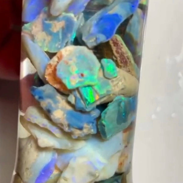 Gorgeous Seam opal rough Lightning Ridge 245.00cts Bright Multicolours to go at 25x15x4 to 12x8x2 mm NEW905