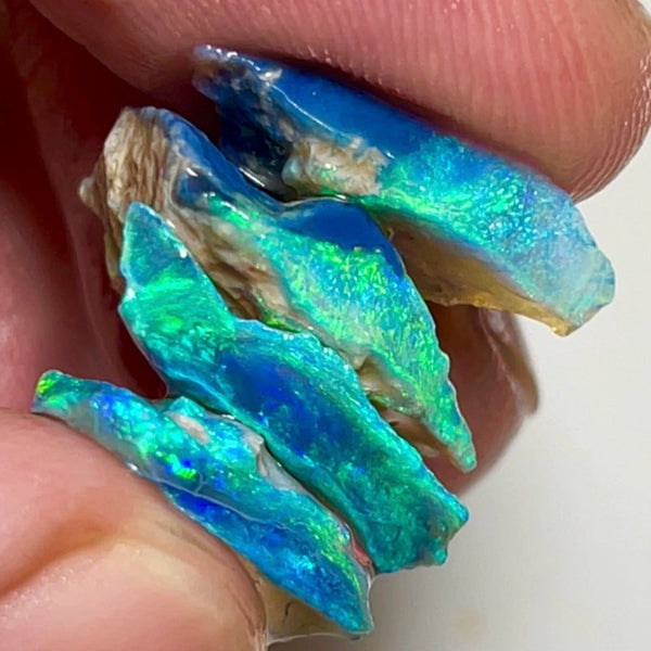 Mulga® Cutters Dark Crystal Seam opal rough Stack 15.50cts Wee Warra Plains Gorgeous Bright Multicolours & full of potential 20x15x4 to 13x9x3mm NEW913
