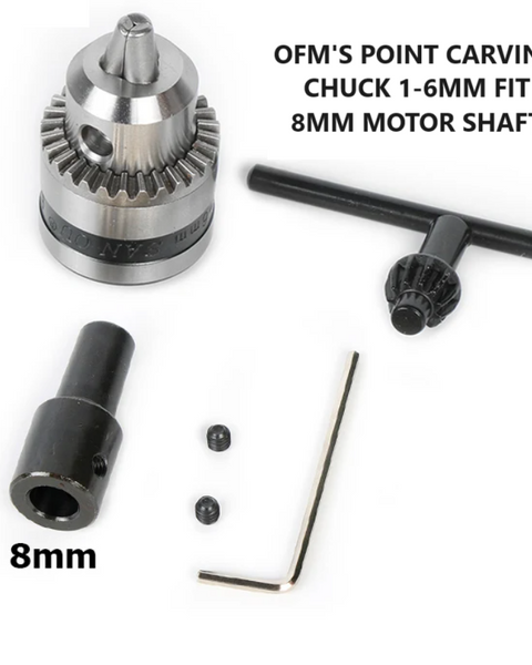 1-6mm Keyed Chuck with motor spindle 8mm hole size fits TM=2 Foredom & JoolTool bench polishers / lathes plus others