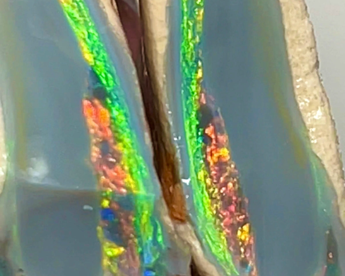 Gem Quality Select Cutters Seam opal rough 22.00cts Grawin material amazing Super Bright Red Multifires bars to cut 17X15X6mm & 20X7X7mm NEW958