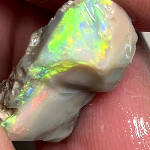 Lightning Ridge 9.5cts Dark base Seam Opal rough Gorgeous Bright Multicolours 20x9x6mm 1101