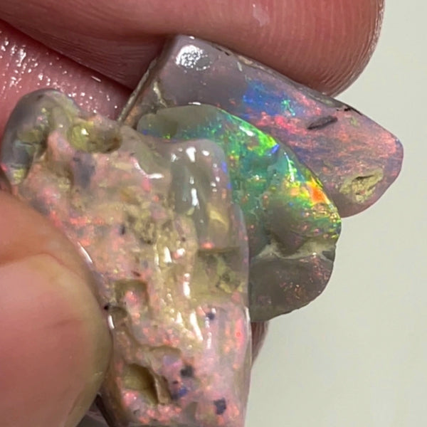 Pinks Anyone ? Lightning Dark Base knobby opal rough stack 20.00cts Stunning Multi fires 22x15x6 to 15x10x3mm NSW159