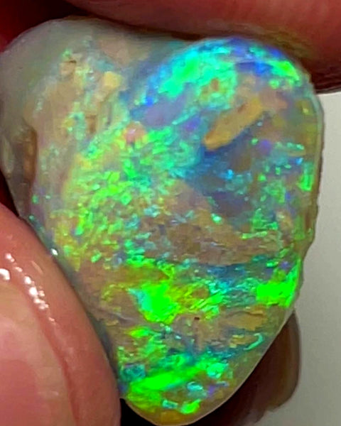 Lightning Ridge Opal Crystal Base Vibrant knobby Rough Rub 9.5cts Stunning  Bright Multicolours 18x14x6mm WAD61