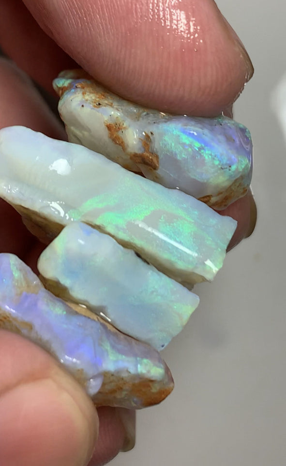 Lightning Ridge Rough Opal Thick Seams Stack cutters 80cts Select Material Lots Bright Multifires in nice thick bars 25x20x7mm to 20x15x6mm WST69