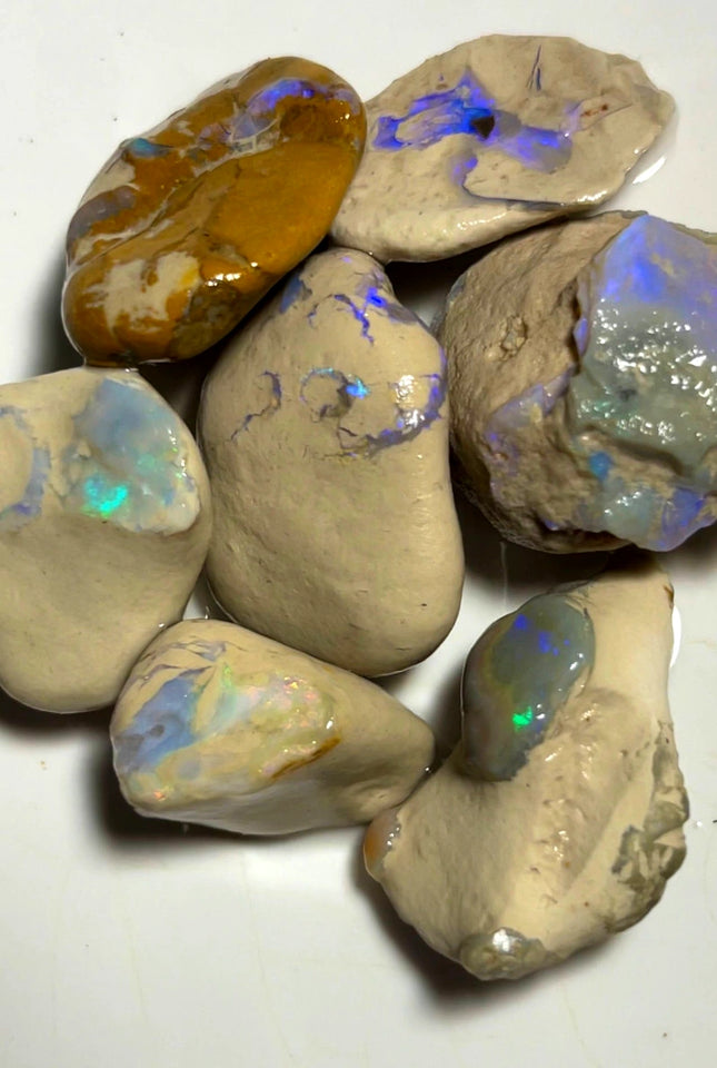 Lightning Ridge Rough Dark & Crystal Opal Parcel 290cts Knobby Formations with bright Multi colours & bars 32x25x10mm to 23x15x13mm WAD8