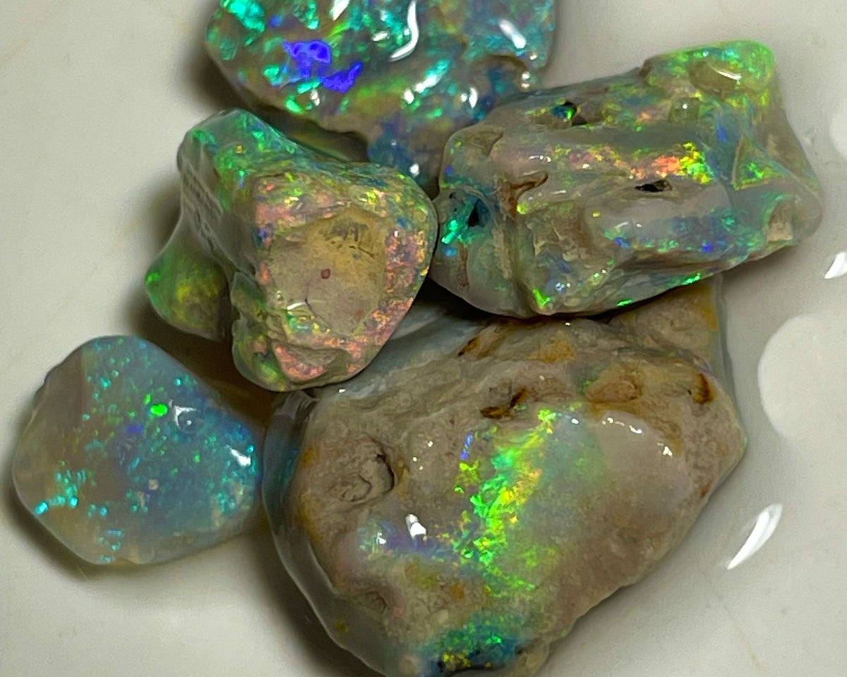 Bright & Vibrant Multicolour Knobby opal rough 31.00cts Stunning Lighting Ridge Material to cut 18x17x7 to 10x9x5 mm NEW903