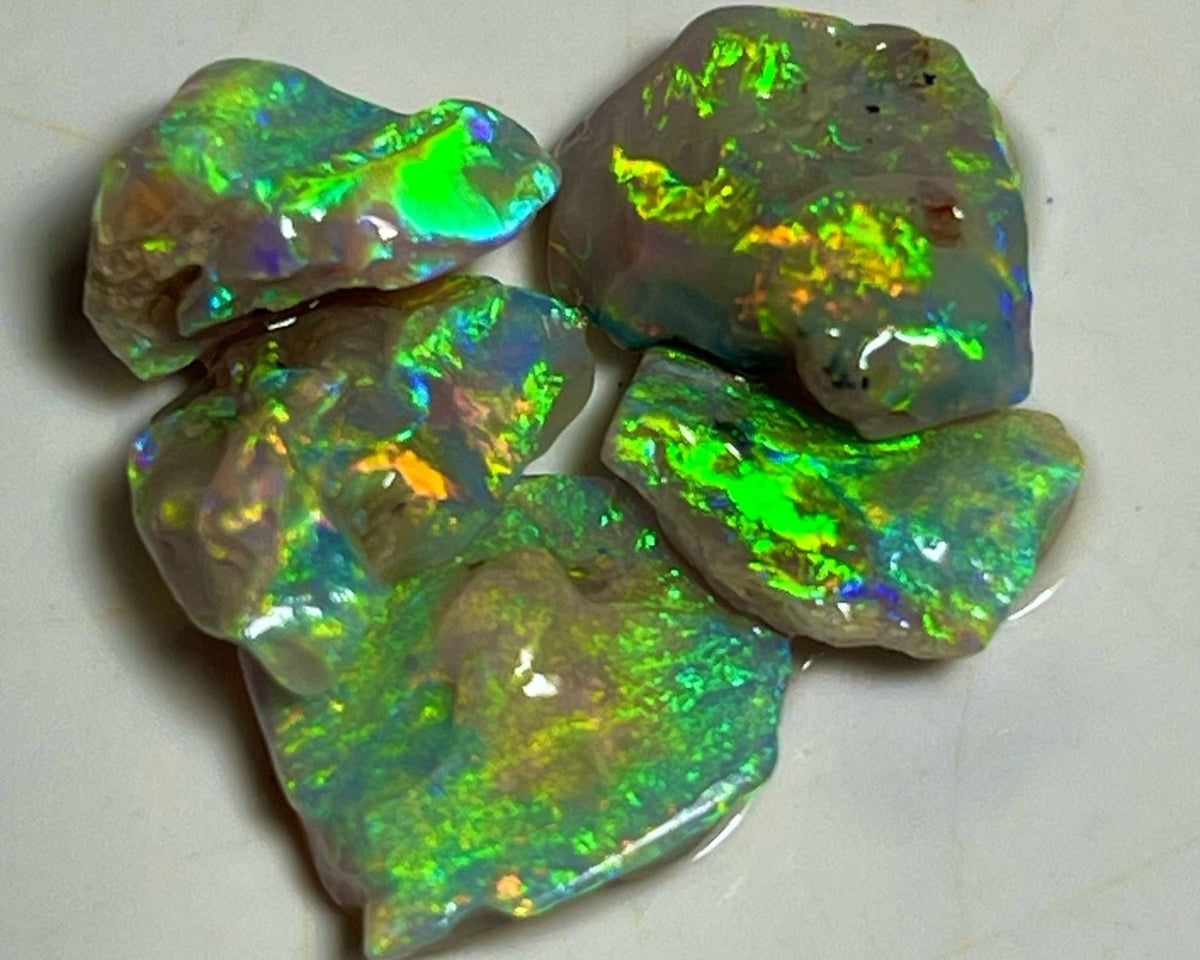 Ultra Bright Cutters Candy® knobby opal rough 9.00cts  Lightning Ridge Little Stunners with Yellow/Gold/Orange dominant fires 12x9x3 to 10x6x2 mm NEW916