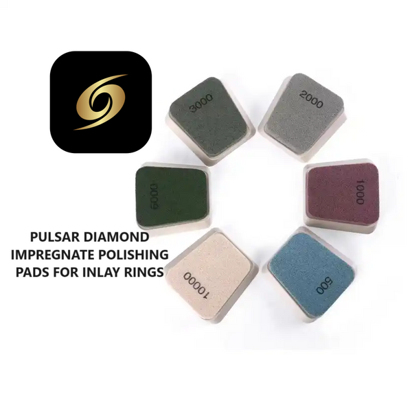 NEW FOR 2024 OFM'S PULSAR™ DIAMOND IMPREGRNATED SPONGE HAND LAPPING PADS SUITABLE FOR MAKING INLAY RINGS SET of 6 Grits 500#, 1000#, 2000#, 3000#, 6000#, 10000#