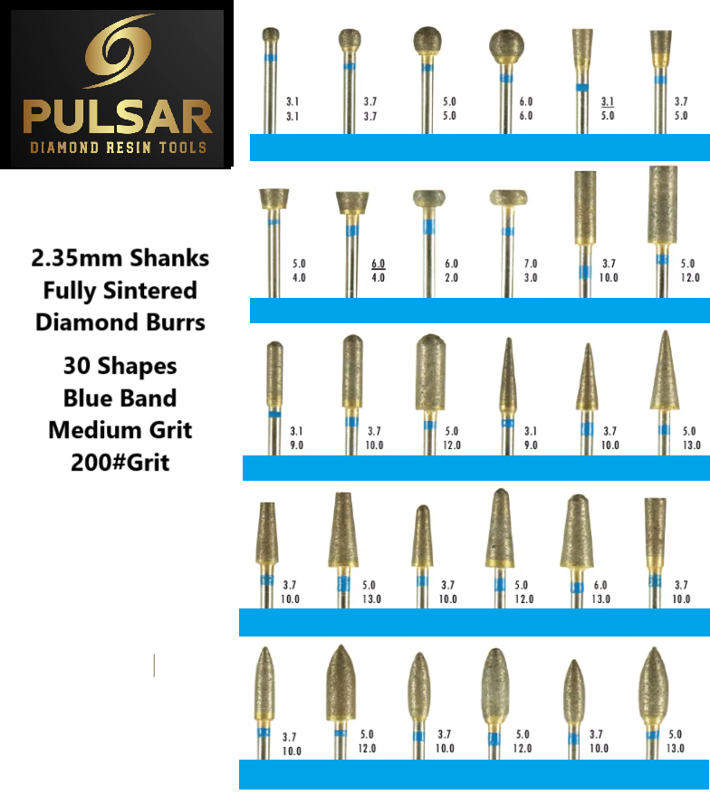 Diamond Teardrop Burs. 1mm- 8mm.2.35mm Shank .carve,engrave Glass, Stone, Ceramic – Eternal Tools
