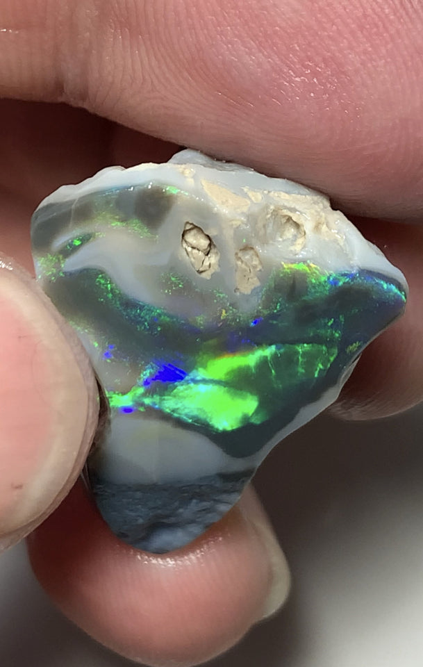 Australian Lightning Ridge Opal Gem Grade Single Semi Black Rub 29cts Rub/Rough Super Saturated Vivid Multifires & stunning pattern mix 27x16x15mm WSQ40