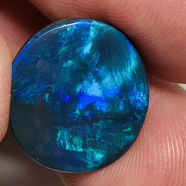 Australian Black Opal Gemstone 7cts Mulga® Field N2 Body Tone B2 Brightness Gorgeous Green & Blue fires 16x16x3mm GEM1000