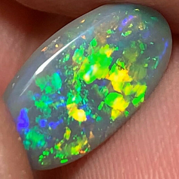 Australian Semi Black Opal Gemstone 2.2cts Coocoran Field N5 Body Tone B2 Brightness Stunning Multi fires & Mosaic/Block pattern 14x7x2.5mm GEM709